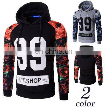 CONTRAST HOODED SWEATSHIRT MAN TIGHT PULLOVER SWEATER