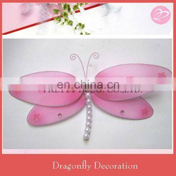 Pink with white bead Nylon dragonfly wedding decoration centerpieces