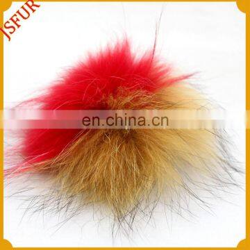 Customized real raccoon fur colourful bag accessory fur pompom