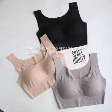 New design Japanese fitness& yoga sleep Ice silk camisole wireless seamless free bra