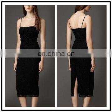 Strapless Sex Open Free Open Leg Side Black Party Long Dress Lace Clothing Summer for Lady NT6589