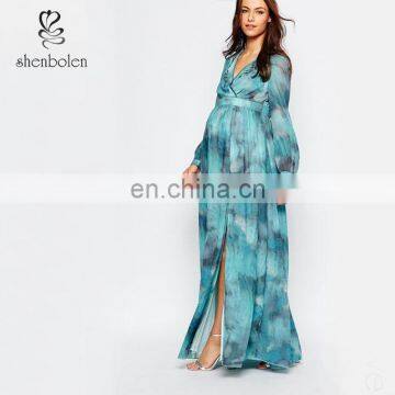 OEM Wholesale High Quality Floral Wholesale Maxi Chiffon Maternity Dress Printed Maternity Clothing China Supplier