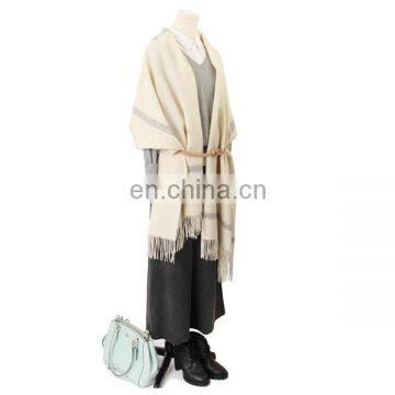 inner mongolian manufactuer wholesale fashion lady custom long tassel scarf shawl 100% lambs wool luxury travel blanket