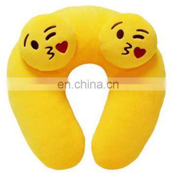 Personalized cheap stuffed plush u shape neck pillow case fashion custom funny emoji memory foam neck pillow