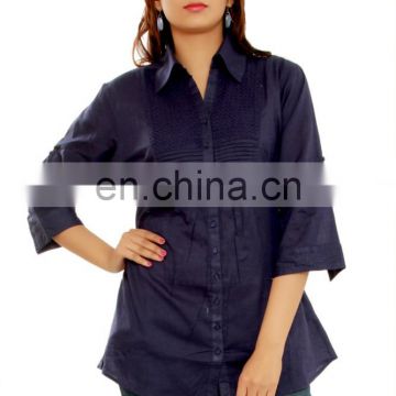 Designer western 3/4 sleeve collar neck lady top manufacturer