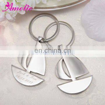 AR17 Metal Sail Boat Silver Color Metal Keyring