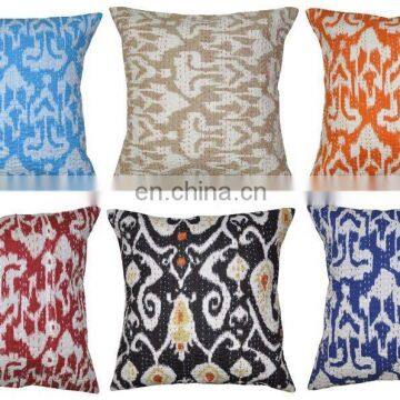 Handmade Embroidery Indian Home Decorative Traditional Cushion Pillow Ikat print kantha Home Decorative Traditional ethnic art