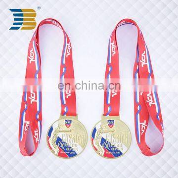 Gold plated 3d logo custom sports metal medal