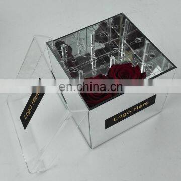 decorative mirror Acrylic flower box ,waterproof luxury silk flower box