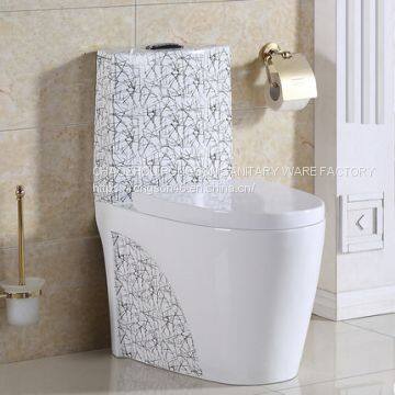 Good sale economic color decal one piece siphonic bathroom toilet wc