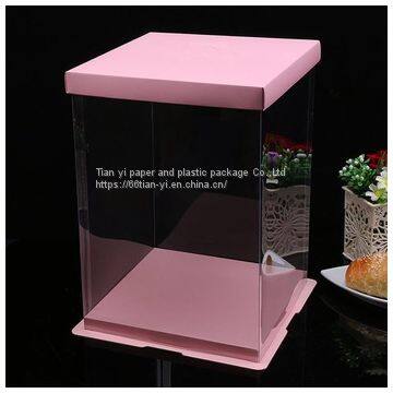 High Quality Custom Made Transparent Pet Plastic Square Cake Box photo-2