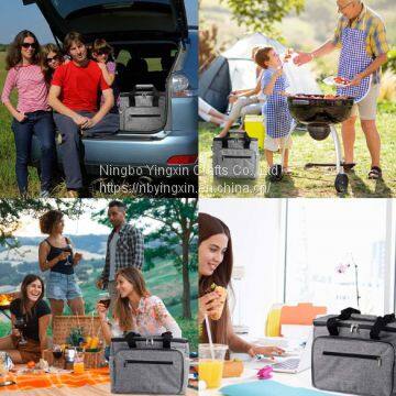 420D Nylon Outdoor Shoulder Portable Medium Size Dark Gray Thermal Reusable Cans Cooler Bag With Inside Liner photo-4