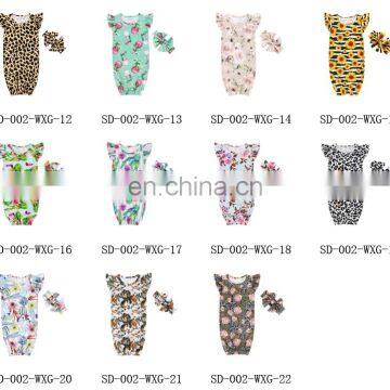 Floral Pattern Printing Newborn Baby Flutter Sleeve Sleep Gown Wholesale Baby Sleeping Bags. photo-6