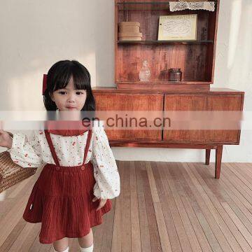6750/Latest Spring Cherry Pattern Puff Sleeve Customized Kids Shirt High Quality Graceful Girls Top