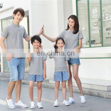Family Parent Child Custom Logo Solid Plain Color Cotton Polyester Short Sleeve Kids Polo t Shirt photo-2