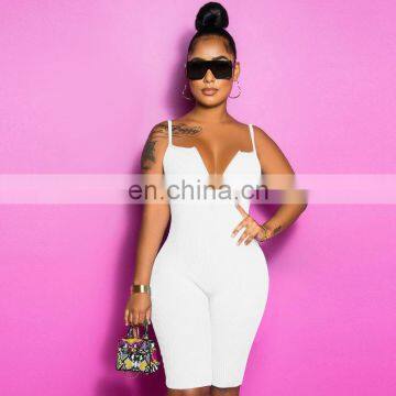 New Arrivals Best Sellers Summer Women Sexy V-Neck Sportswear Jumpsuit Ladies Bodycon Playsuit With Zippers photo-6