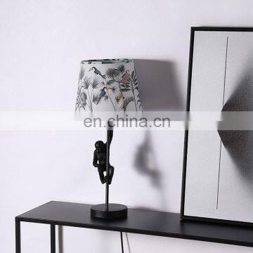 Cute Monkey Shape Resin Base Customized Modern Hotel Nightstand Desk Lamps for Bedroom photo-3