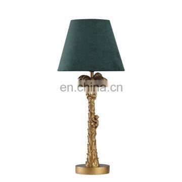 High Quality Bedside Desk Lighting Retro Nightstand Lights Resin With Green Lampshade photo-7
