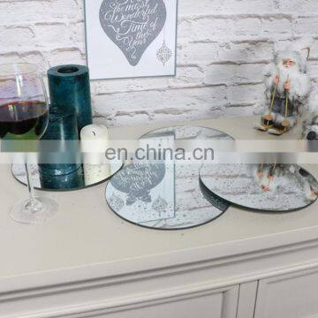 round/rectangle mirror candle plate for table decoration