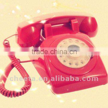 red plastic rotary dial telephone old fashion home deco