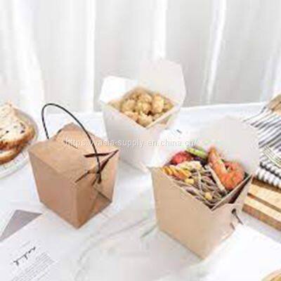 Eco friendly disposable kraft paper food packaging boxes pop chicken take away boxes for restaurant