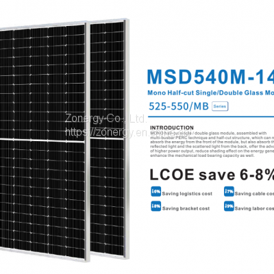 Zonergy 525w 530w 535w 540w 545w 550w Solar Cells Panel Monocrystalline Mono Power Oem Price