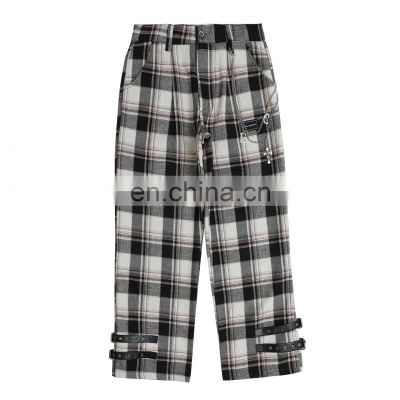 Professional Custom 100% Cotton  lattice pattern Pants With Waist Rope Men's Jogger for 2022