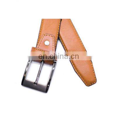 Brown color belt and affordable price black color design man leather belt with pin buckle style men genuine leather belts