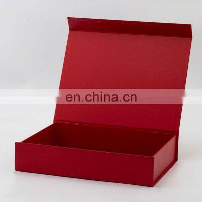 Foldable Red Custom Logo Printing a4 Shallow Magnetic Gift Packaging Box With Ribbon photo-2