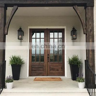 Antique prehung fiberglass exterior wooden front door with windows double entry doors for sale