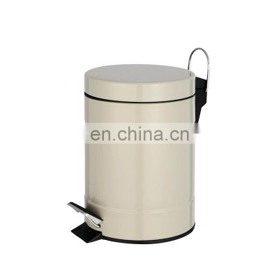 Special Light Yellow  Easy Hold Stainless steel Pedal Garbage Trash Bin with toilet brush set kitchen and office using trash bin