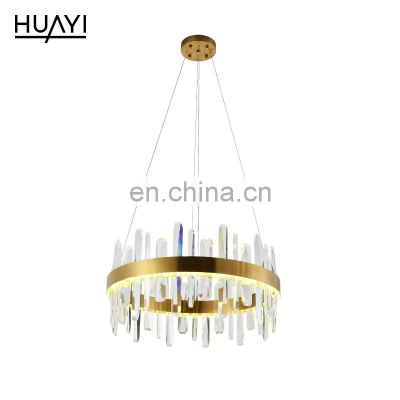 HUAYI Hot Sale Modern Style Indoor Decoration LED Bedroom Round Brass Chandelier Lighting