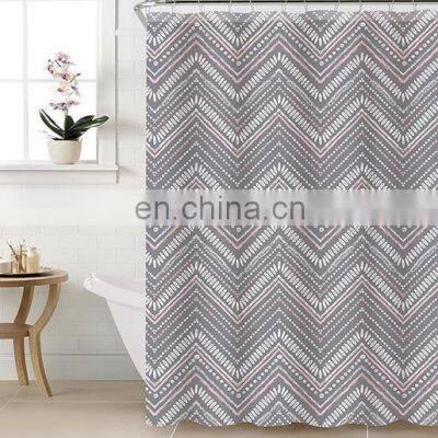 Wholesale Custom Printed Peva Triangle Geometry Style Shower Curtain photo-3