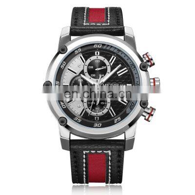 MEGIR ML2079G Men's Fashion&Casual Watch Quartz Movement Auto Date Leather Band Business Watch