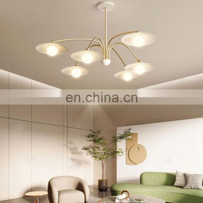 New Modern Gold Hanging Light Decor Suspension Chandelier Fixture For Living Room White LED Pendant Lights