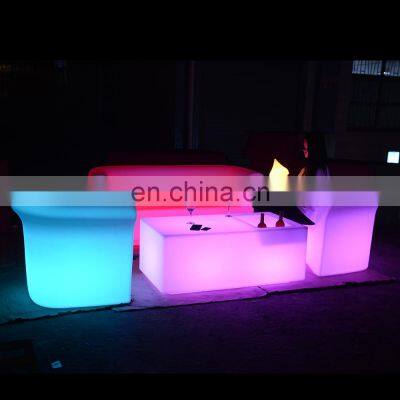 decorative led outdoor table nightclub restaurant pub cafe plastic furniture led lighted bar table and chair sofa sets