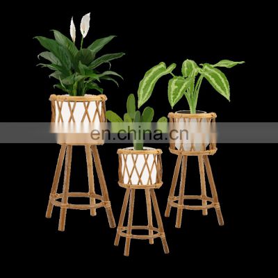 Vietnam supplier Natural Rattan Plant Stand best seller Plant Holder high quality Wicker Flower Pot Holder Basket Hot deals