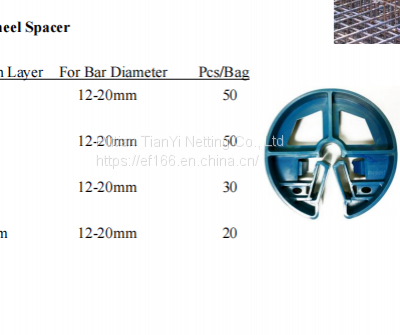 PE/PP mm Wheel style plastic spacer protective layer of reinforcing steel bar applied in the civil