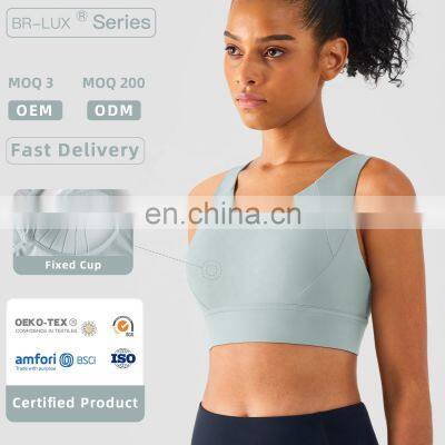 Fixed Cups Sport Cross Back Bras Factory Sale Adjustable Buckle Fitness Workout Tops