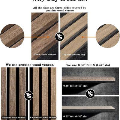 Wholesale Modern Wooden Acoustic Slat Wall Panel With 90% Noise Reduction Fireproof for Living Room Decoration photo-2