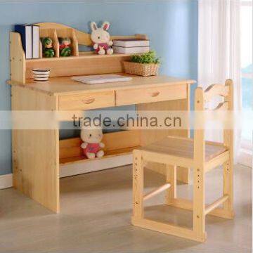 Customize Factory Price 100% Solid Wood Pine Wood Children Studying Desk and Chair Wholesale