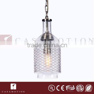 CASAMOTION Vintage Industrial Clear Brass Glass Pendant Light Ceiling Lamp