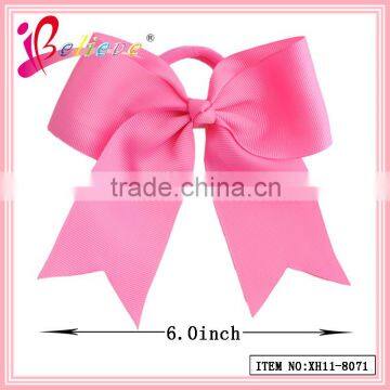 Top quality friendly grosgrain 6 inch ribbon hair bow with elastic band (XH11-8071)