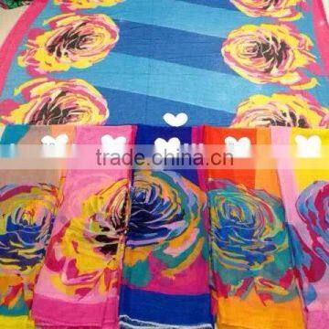 Large Classic Charm Flower Printing Polyester Voile Dubai Muslim Scarf