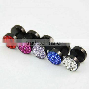 Surgical steel earrings flesh tunnel piercings with cz stones