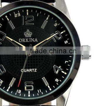 New Casual Black Dial Leather Strap Quartz Wrist Man Watch WM311