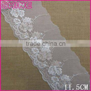 Factory fashion chea 11.5cm nylon single side embroideried Lace fabric for woman underwear clothes decoration