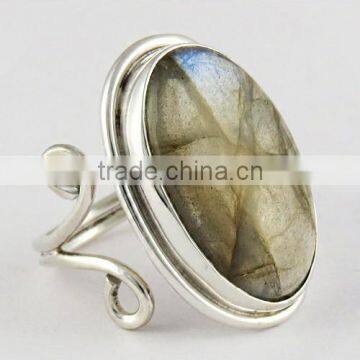 Blue Dreamer Bezel Setting Labradorite Ring, Gemstone Silver Jewellery, Indian Wholesale Silver Jewellery