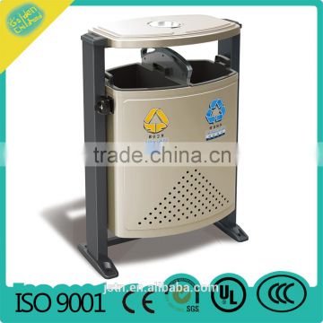 Public Wood and Metal Dustbin Trash Can Outdoor Dustbin