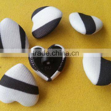 Union Logo Plastic Shell Heart Shape Self Fabric Covered Shank Button -- F1503 photo-3
